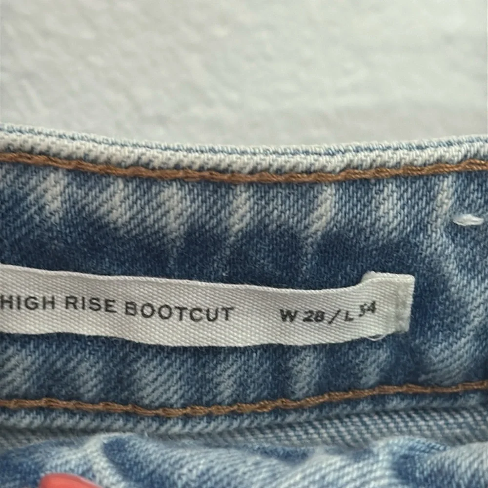 CLEO WOLF  High Rise Boot Cut Jeans Light Wash Exposed Button Fly Size 28/34 - Picture 8 of 8